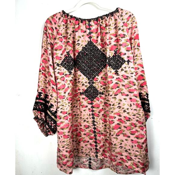 Irving & Fine 100% Silk Tunic Bohemian Lagen Look Embroidered Hippie Retro L - Picture 2 of 7